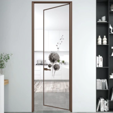 18mm Ultra-Slim Aluminum Swing Door – 2.0mm Thick Frame with Fluted or Frosted Glass for Bathroom