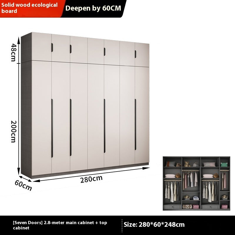 Solid Wood Wardrobe – Modern Eco-Board Closet for Small Bedroom Storage