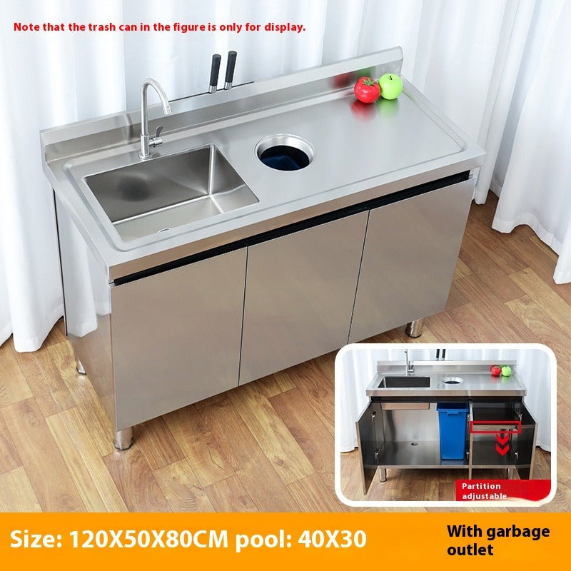 Stainless Steel Prep & Checkout Table – Integrated Sink, Workstation & Storage Cabinet for Kitchen or Retail Use