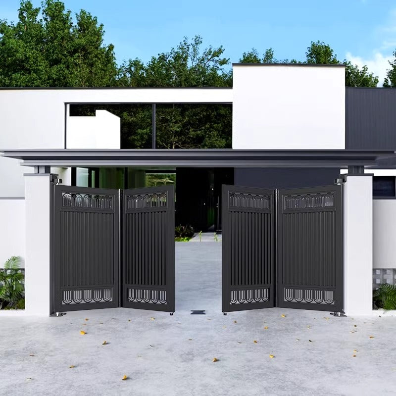 Smart Floating Folding Courtyard Gate – High-End Aluminum Double Swing Gate for Villas & Gardens