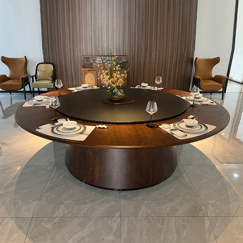 Electric Round Dining Table with Sintered Stone Top & Auto Turntable for Hotel & Restaurant Use