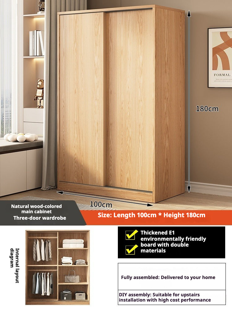 Sliding Door Wooden Wardrobe – Space-Saving Budget Closet for Small Bedrooms & Rental Homes