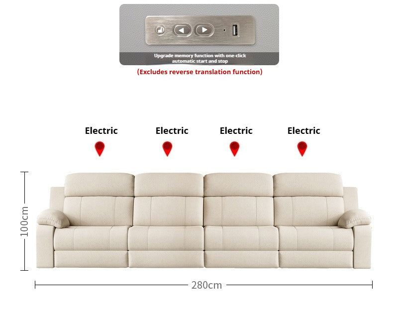 Zero-Wall Electric Reclining Leather Sofa with Ultra-Comfort Cushions for Modern Home Theater