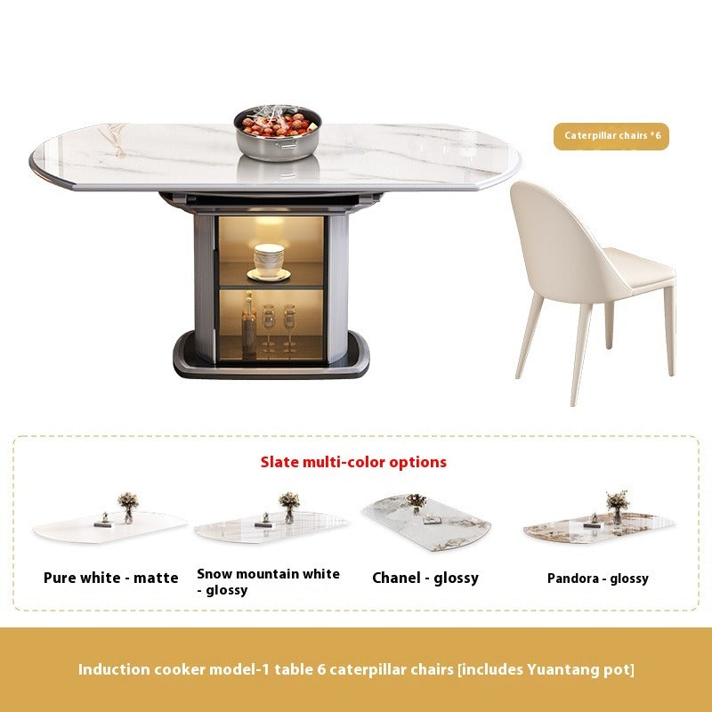 Cream Style Foldable Sintered Stone Dining Set for Small Modern Homes