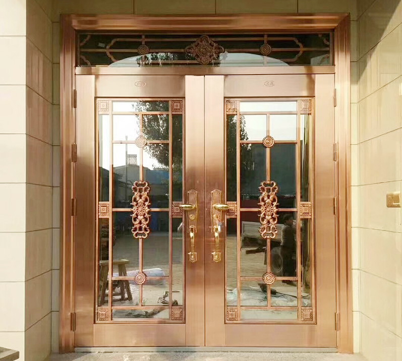 Stainless Steel Security Entrance Door – 4-Panel Swing Gate for Villa or Rural Homes