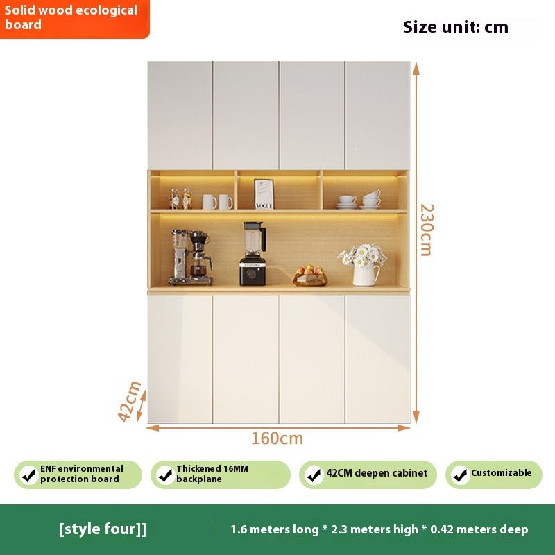 Custom Solid Wood Sideboard – Modern Wall-Mounted Tall Storage Cabinet for Living Room & Home Bar