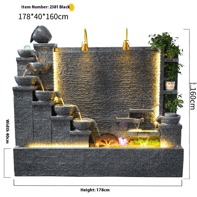 Rockery Waterfall Wall Fountain with Screen Feature for Villa Garden, Courtyard & Office Landscape Decor