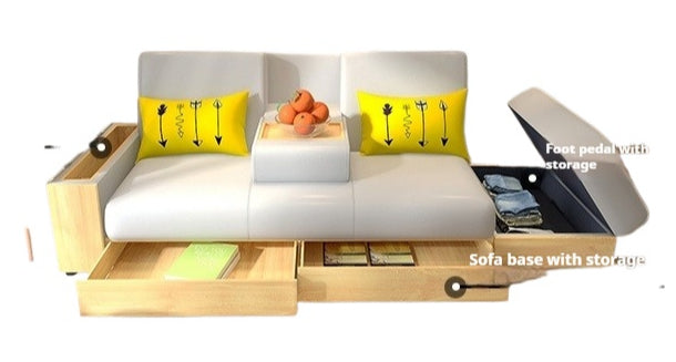 Space-Saving 3-Seater Fabric Sofa Bed with Drawers & Storage for Small Living Rooms