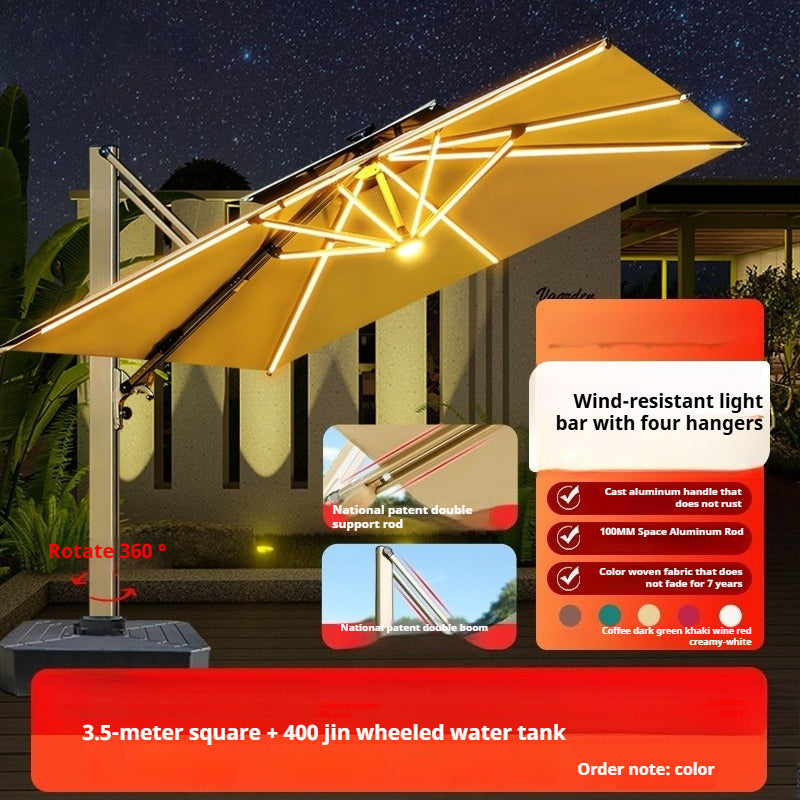 Outdoor Solar-Powered Roman Umbrella with LED Lights – Villa Patio & Garden Shade Parasol