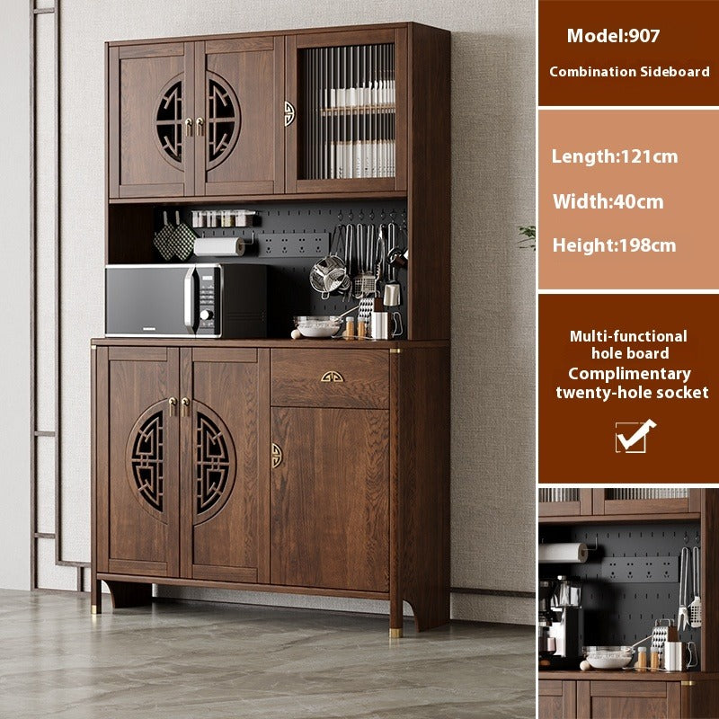 Solid Wood Sideboard – Tall All-in-One Tea & Wine Cabinet for Dining Room or Kitchen