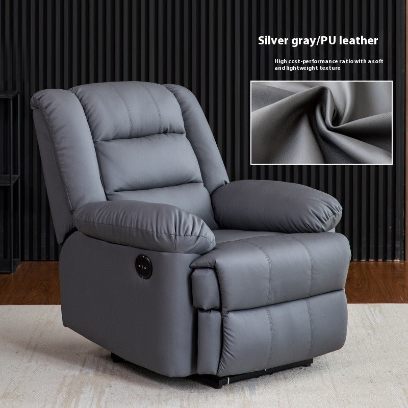 Electric Reclining Space Capsule Chair with Massage, USB Charging & 270° Swivel in Leather or Tech Fabric