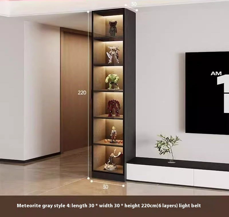 Custom Lighted Glass Door Display Cabinet – Modern Floor Wine & Collectibles Unit for Living Room