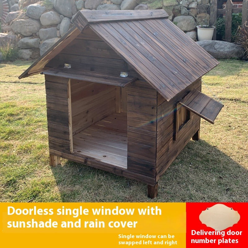 All-Season Wooden Outdoor Dog House – Waterproof Large Kennel for Big Dogs with Weather Protection