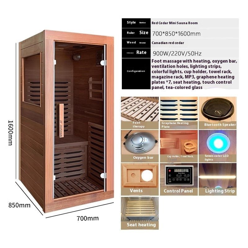 Dual-Person Infrared & Steam Sauna Room with Graphene Heating, Movable Dry-Wet Combo for Home Use