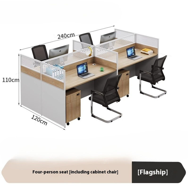 Cross-Shaped Office Workstation with Partition Panels & Desk Chair Set for Multiple Employees