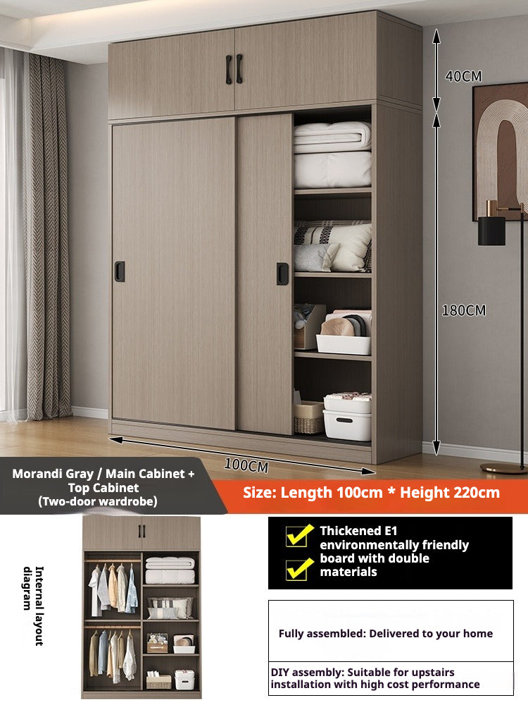 Sliding Door Wooden Wardrobe – Space-Saving Budget Closet for Small Bedrooms & Rental Homes
