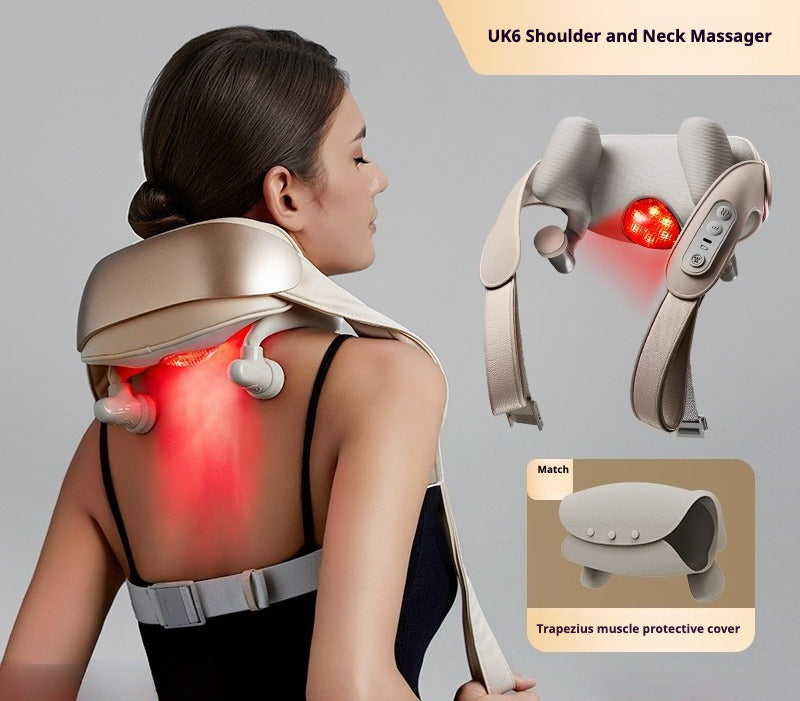 Automatic Neck & Shoulder Massager with Kneading, Tapping and Heat for Back and Waist Relief