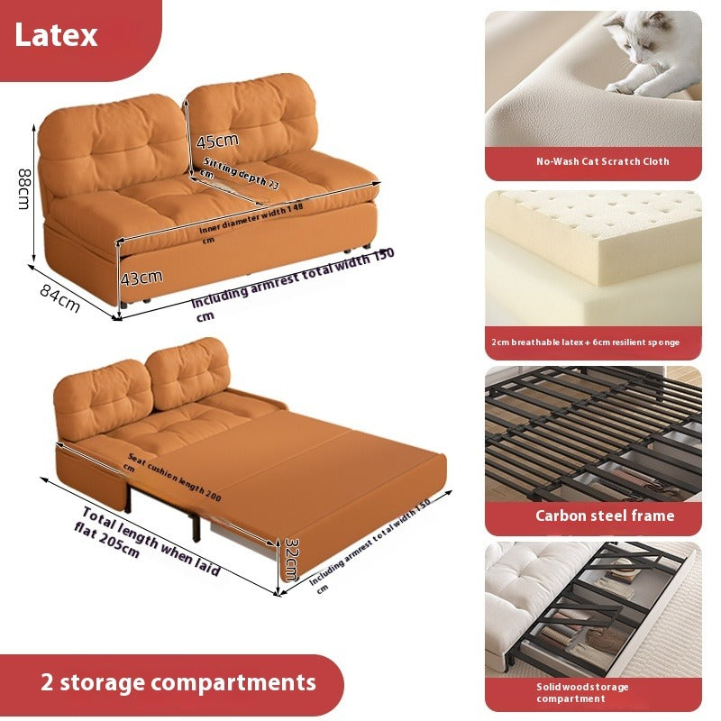 Cloud Sofa Bed with Pull-Out Storage for Small Living Rooms & Tatami Spaces