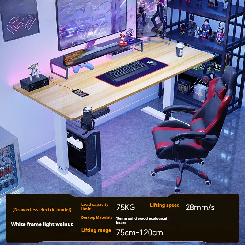 Electric Height-Adjustable Desk Set – Carbon Fiber Gaming & Office Computer Desk with Chair for Home Use