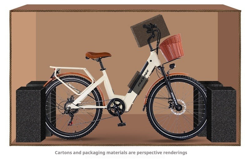 Electric Commuter Bike for Adults – 25Ah Lithium Battery, 7-Speed, 3-Spoke Wheels, Pedal Assist