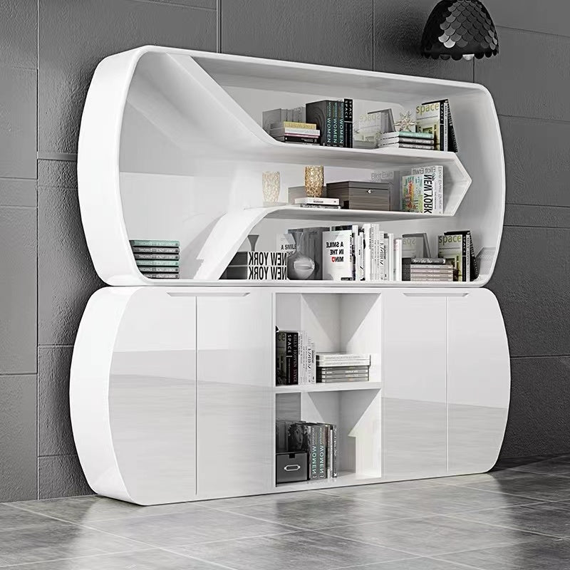 Custom White Lacquer Office Cabinet – Modern Display & Storage Unit for Files and Background Wall