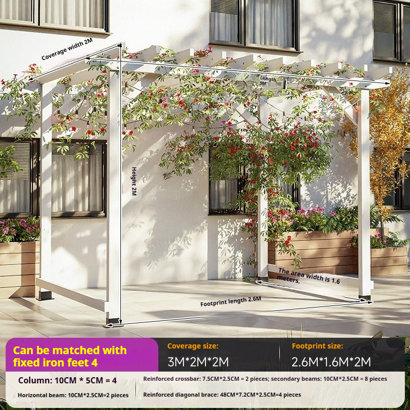 Outdoor Pergola & Trellis Pavilion in Treated Wood for Villa Garden & Courtyard Use
