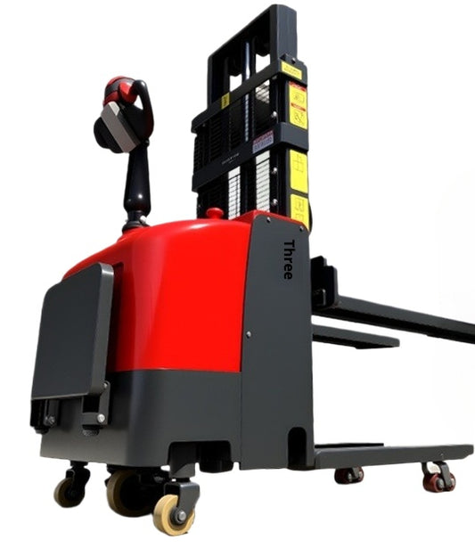 Compact Dual-Lift Semi/Full Electric Stacker Forklift with Hydraulic Lift & Auto Pallet Handling