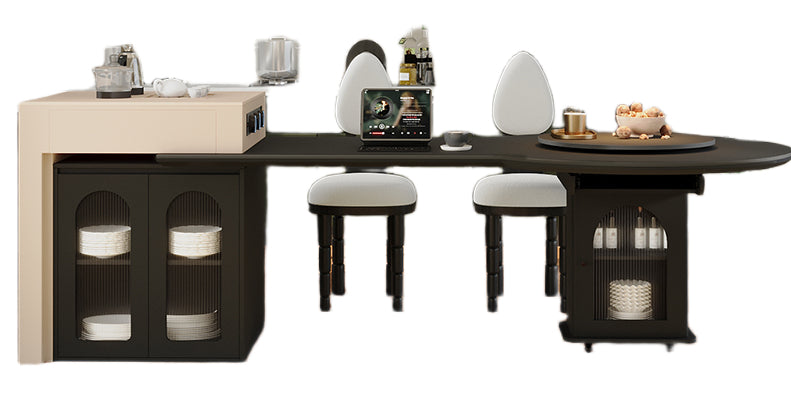 2m Extendable Kitchen Island Dining Table with Storage & Free Rotating Tray for Modern Homes