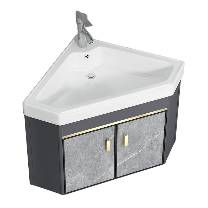 Wall-Mounted Corner Bathroom Vanity – Triangle Ceramic Basin Set for Small Bathrooms & Balconies
