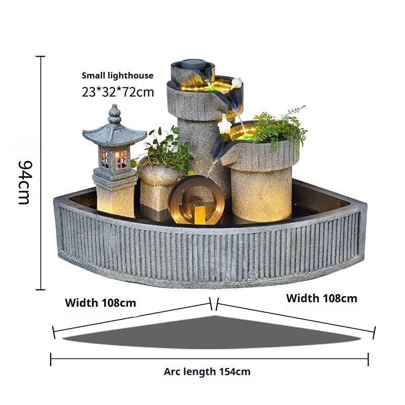 Rustic Garden Rockery Fountain with Fish Pond for Courtyard, Terrace & Balcony Decoration