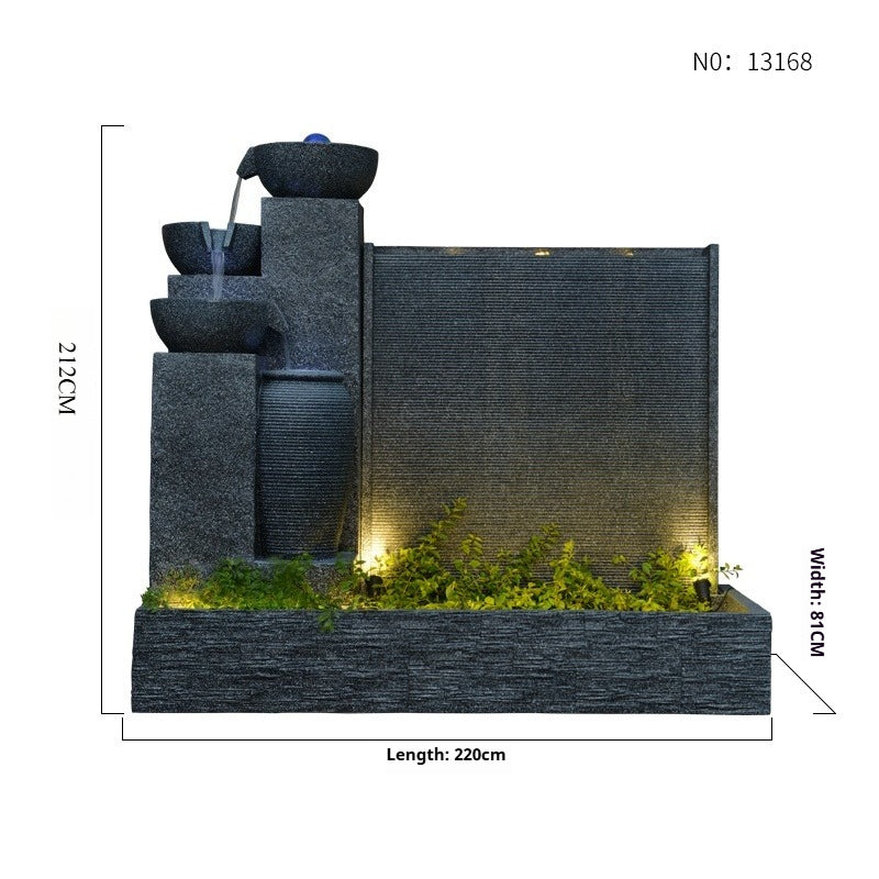 Rockery Waterfall Wall Fountain with Screen Feature for Villa Garden, Courtyard & Office Landscape Decor