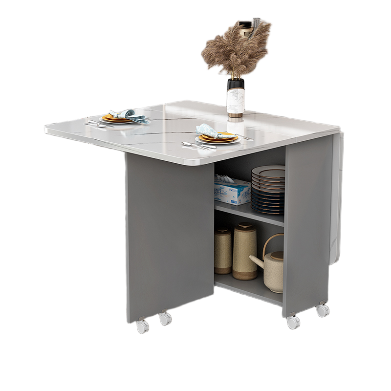 Slim Foldable Dining Table with Wheels for Small Apartments & Multi-Purpose Use