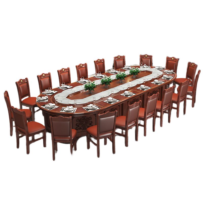 Electric Rectangular Dining Table with Auto Rotating Tray for Chinese Cuisine