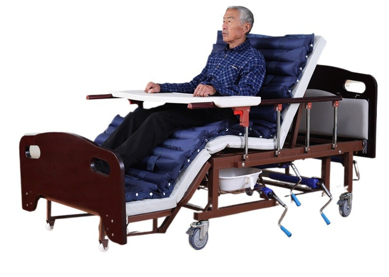 Elegant Multi-Functional Medical Bed with Adjustable Head and Wheels for Home and Hospital Use