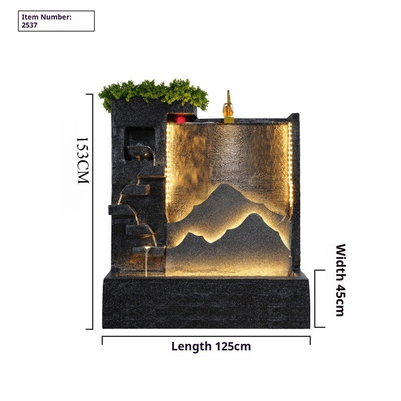 Rockery Waterfall Wall Fountain with Screen Feature for Villa Garden, Courtyard & Office Landscape Decor