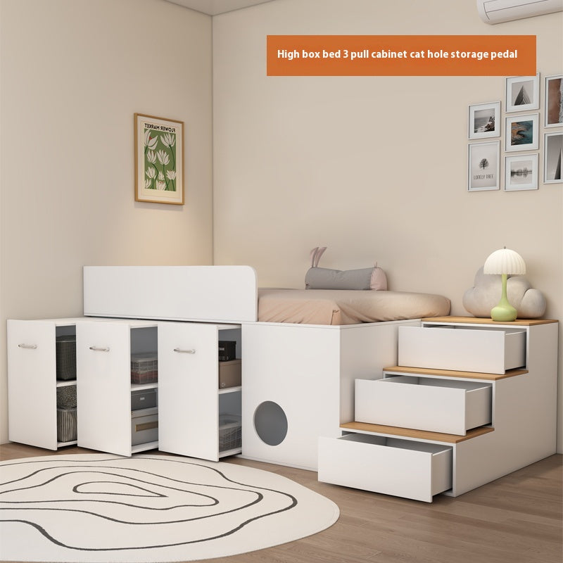 Elegant Kids Loft Bed with Wardrobe, Desk, and Storage - High-Quality Space-Saving Bedroom Furniture