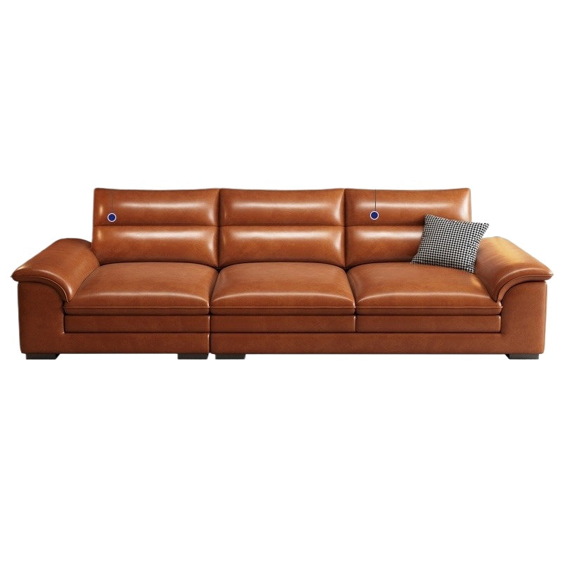 Vintage Oil-Wax Leather Sofa 3/4-Seater with Latex & Charcoal Foam for Small Living Rooms