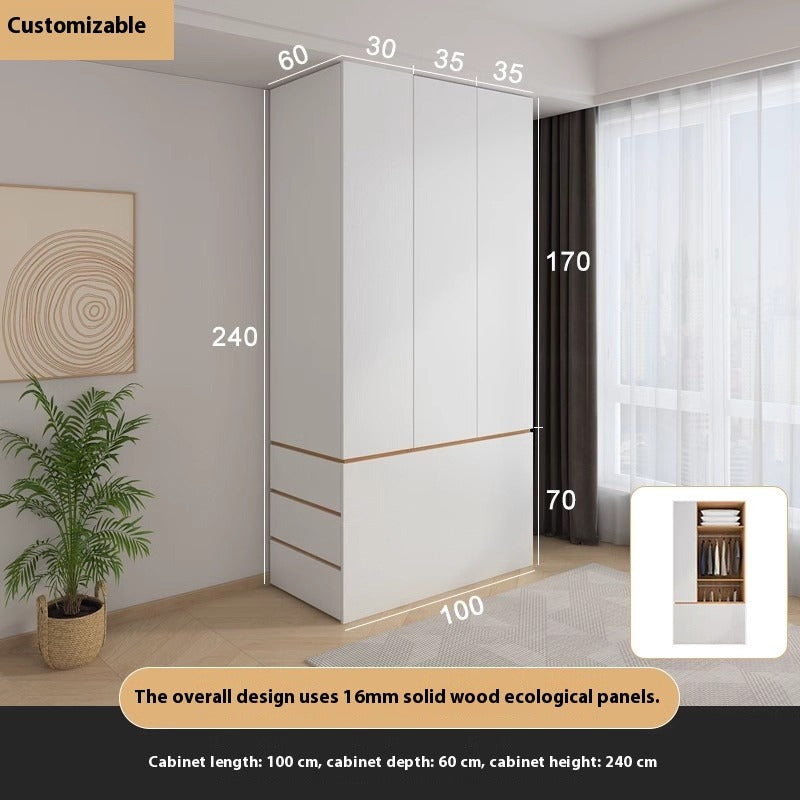 Solid Wood End-of-Bed Cabinet – Narrow Storage Unit with Drawers for Kids & Small Bedrooms
