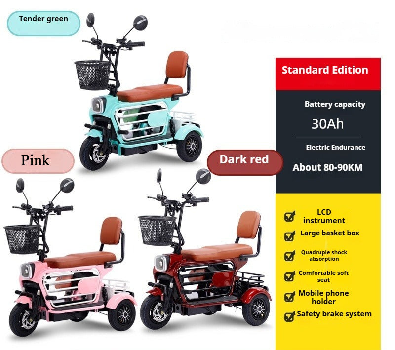 30A Lithium Folding Electric Trike - Dual Motor Hill-Climber for Family & Seniors