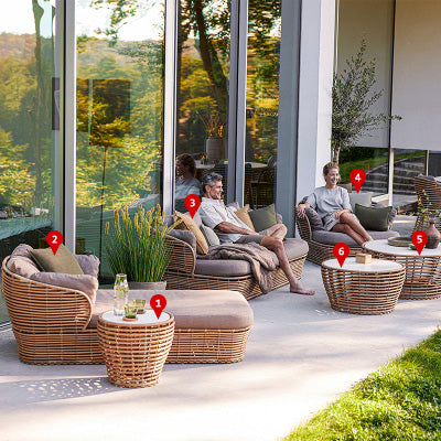Outdoor Rattan Lounge Sofa Set with Sunbed, Waterproof for Garden, Patio, Resort Use