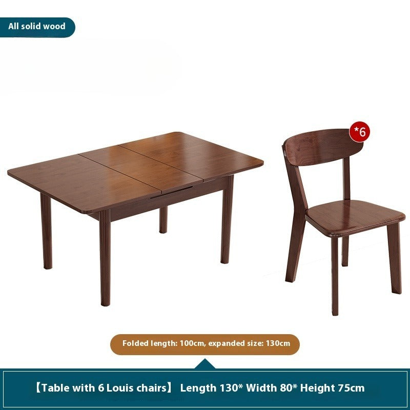 Solid Wood Foldable Dining Table Set in Walnut Finish for Small Modern Homes