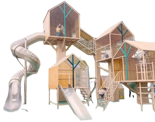 Outdoor Playground Slide Set with Climbing and Activity Panels for Kindergarten & Parks