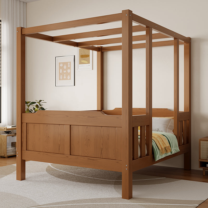Custom Solid Wood Canopy Bed – 1.8M Modern Chinese-Style Four-Poster Double Bed for Master Bedroom or Guesthouse