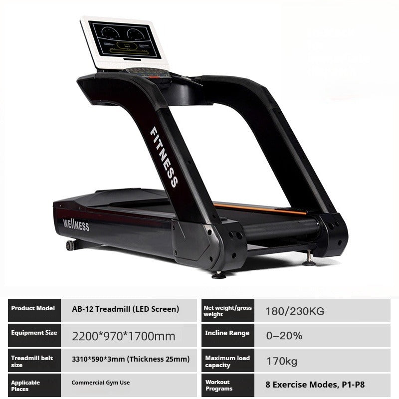 Commercial Smart Treadmill with Shock Absorption & Low Noise for Gym and Home Use