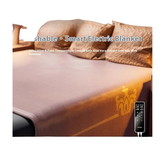 4-Zone Electric Blanket for Single or Double Bed with Adjustable Temperature & Safety Protection