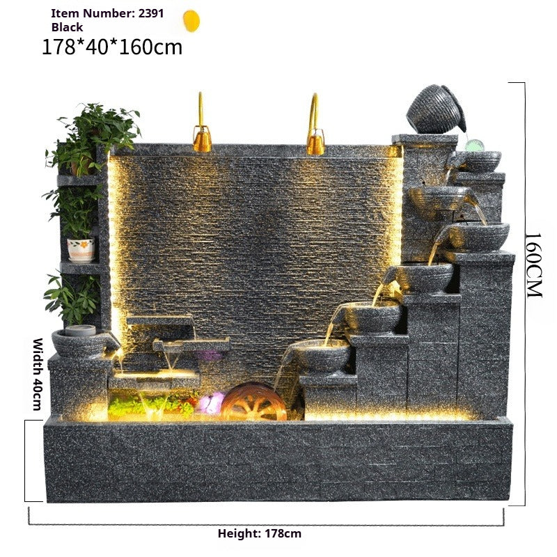 Rockery Waterfall Wall Fountain with Screen Feature for Villa Garden, Courtyard & Office Landscape Decor