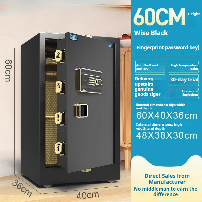 Tiger Hidden Wall Safe - Smart Fingerprint & Key Lock, Full Steel Security Box for Bedroom/Office