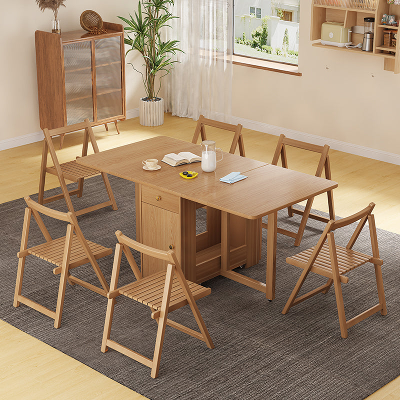 Cream Style Foldable Dining Table with Sintered Stone Top & Storage for Small Homes