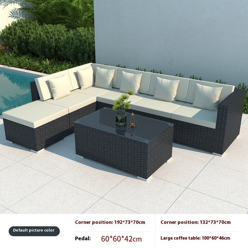 Outdoor Rattan Sofa Set 3-Seater Waterproof Lounge for Patio, Garden & Balcony