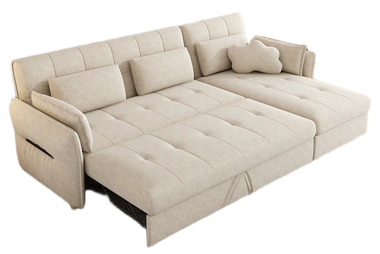 Elegant Foldable Sofa Bed with Latex Cushion and Fabric Upholstery for Living Room